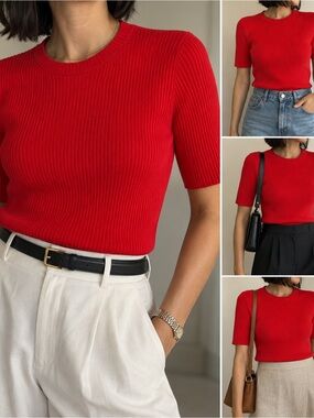 Phillip lim wool lux rib short sleeve sweater size M